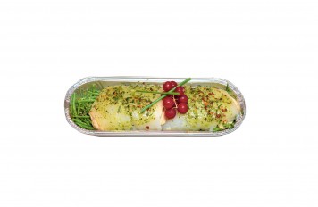 Stoofpotje scholfilet gevuld met een mousse van zalm
